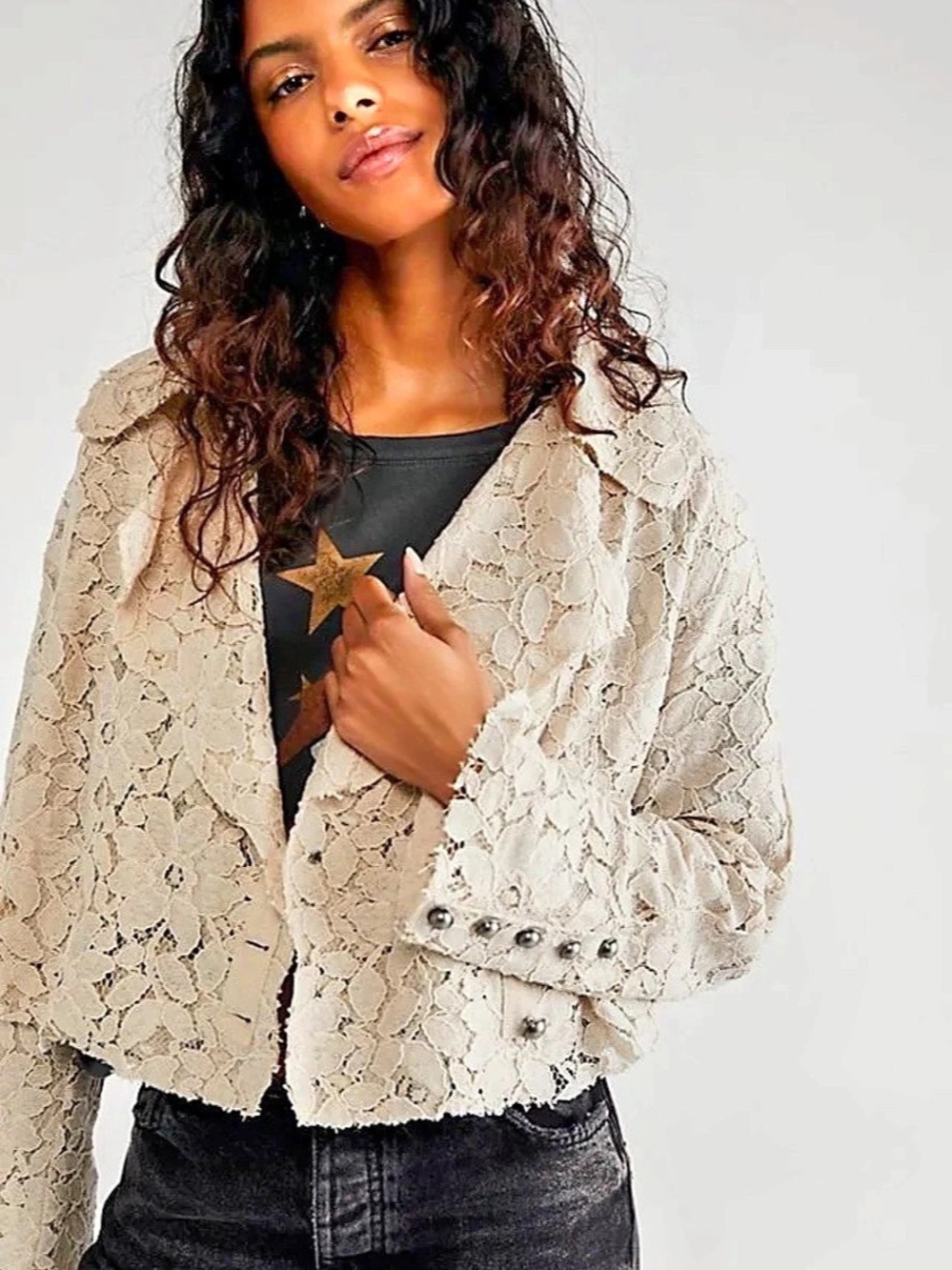 Free People Amelia Lace Bed Jacket